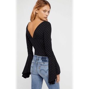 Free People | Bell Sleeve Polka Dot Blouse